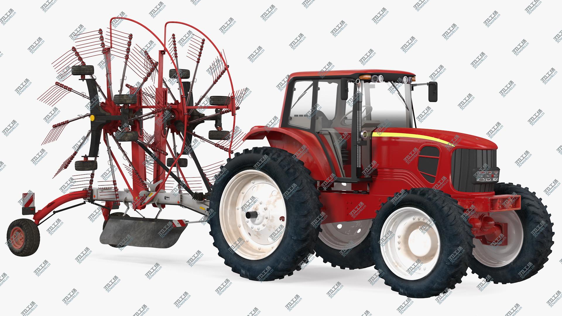 images/goods_img/202104093/Tractor with Used Twin Rotary Rake Generic Parked 3D model/1.jpg
